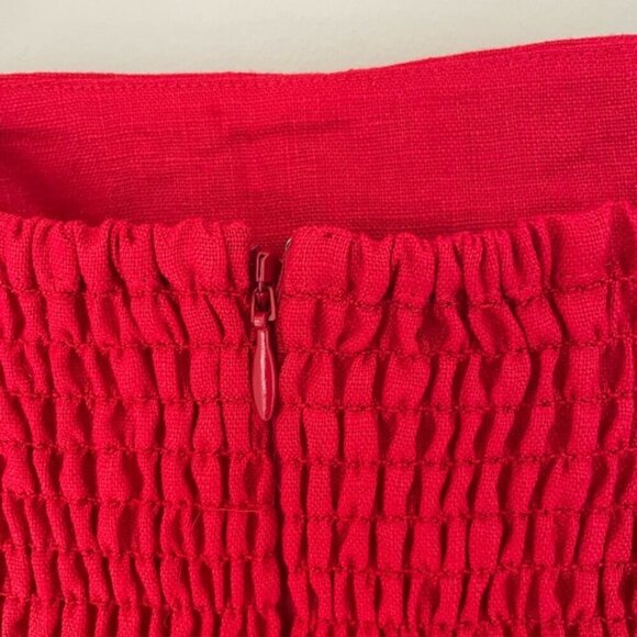 NEW Reformation Katarin Linen Midi Dress Lipstick Red Lace Detail | size 4 - Picture 9 of 12